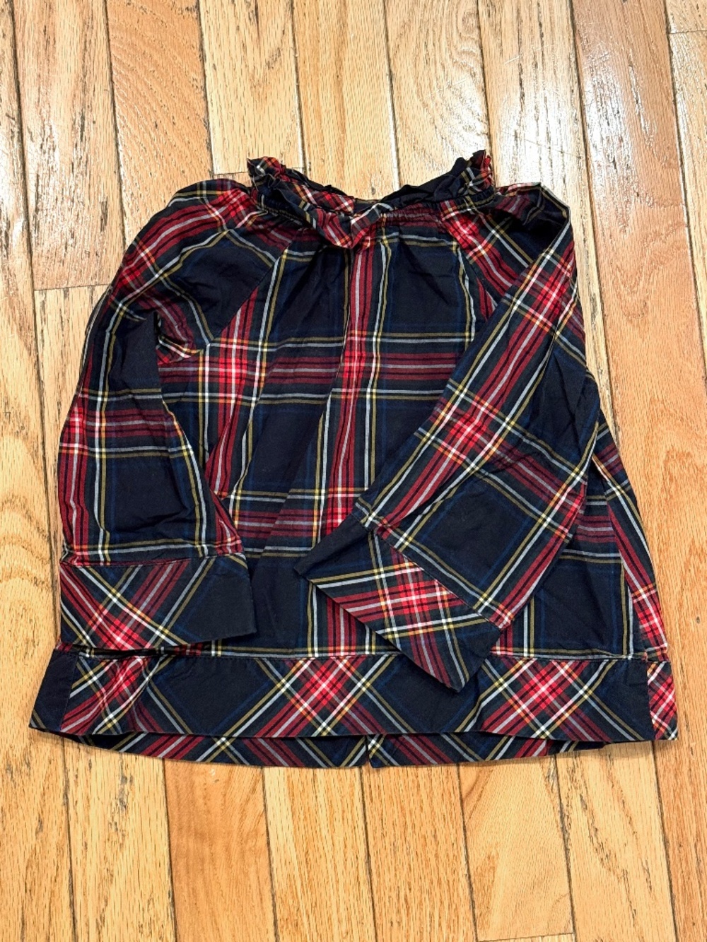 Crewcuts by J.Crew Plaid Ruffle Neck Button-Back Shirt – Size 3